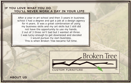 Broken Tree Custom Furniture workshop