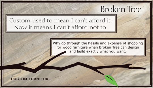Broken Tree custom hardwood furniture collection